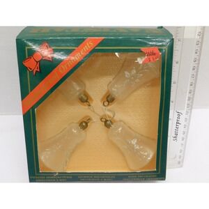 VTG Bell Christmas Ornaments Navistar Shatterproof Hand Painted 4pk in Box